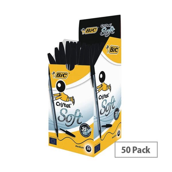 Bic Esferográfica Cristal Soft Preto 50 Un.