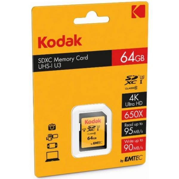 Kodak 64GB SDXC Ultra Performance UHS-I U3 V30 Class 10