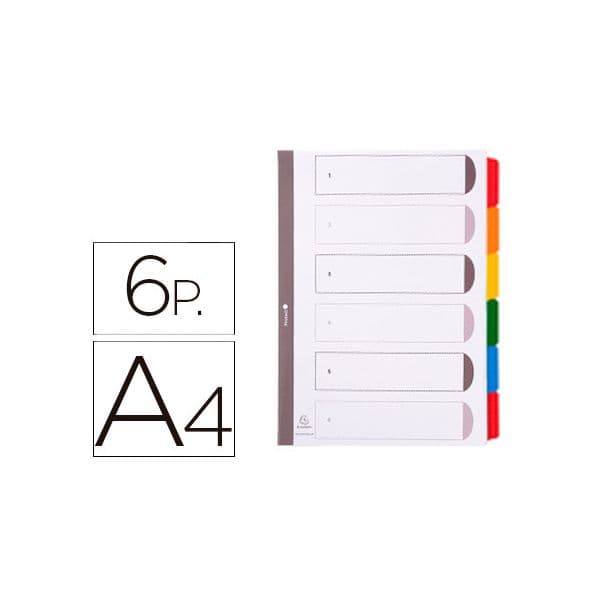 Exacompta 6 un. Separadores c/ Cores Plastificadas - 180829