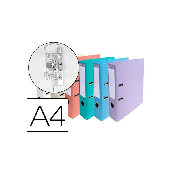 Exacompta Pack Pastas Arquivo Cartão PVC DIN A4 Alavanca Cores Pastel Sortidas - 53084E