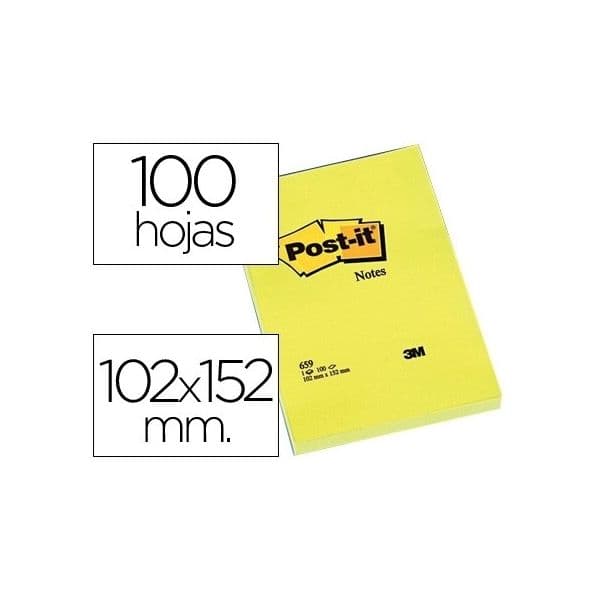 Post-it Bloco Adesivo Pst-it 659 102x152MMS 100 Fls Amarelo Embalagem de 6 Un