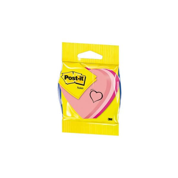 Post-it Bloco Notas Aderentes Forma de Coração 70 x 70 mm Sortido em Rosa 225 Fls Bloco 225 Fls - 70713