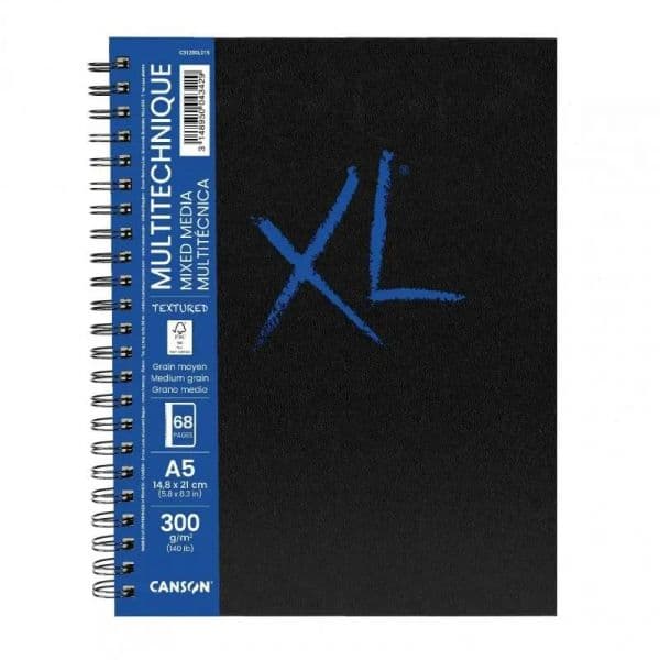 Canson Caderno A5 Xl Mixed Media com Argolas 14.8 X 21Cm 300Grs 68Fls