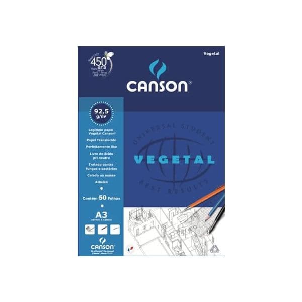 CANSON Bloco Papel Vegetal A3 90gr 50 Folhas
