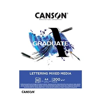 CANSON Bloco Graduate Lettering Mixed Media A4 200g 20 Folhas