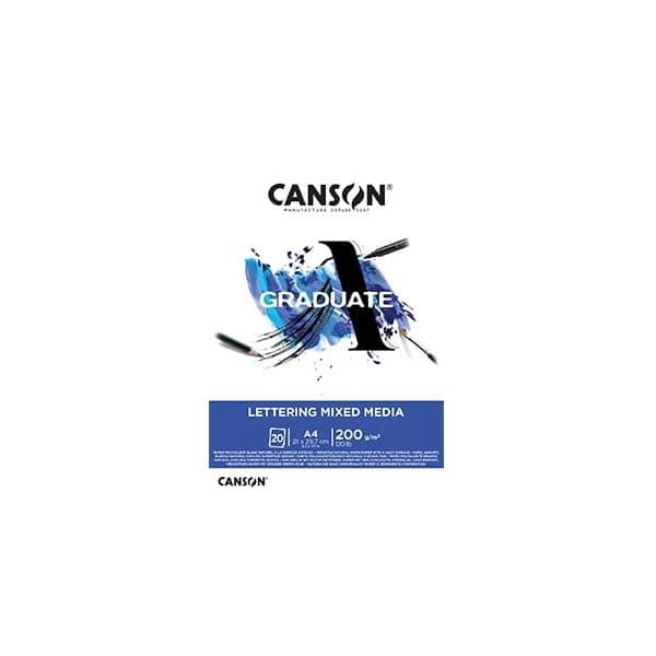 CANSON Bloco Graduate Lettering Mixed Media A4 200g 20 Folhas