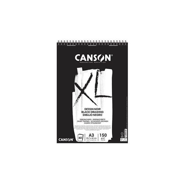 CANSON Bloco Espiralado XL Dessin Noir A3 160g 40 Folhas