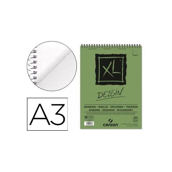 Canson Bloco de Desenho XL Dessin Din A3 Liso Microperfurado Espiral 29,7x42 Cm 50 Fls 160 Gr - 400039089