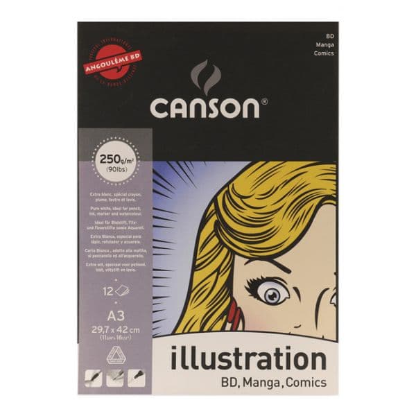 Canson Bloco Colado A3 12 F. Illustration Liso 250 G