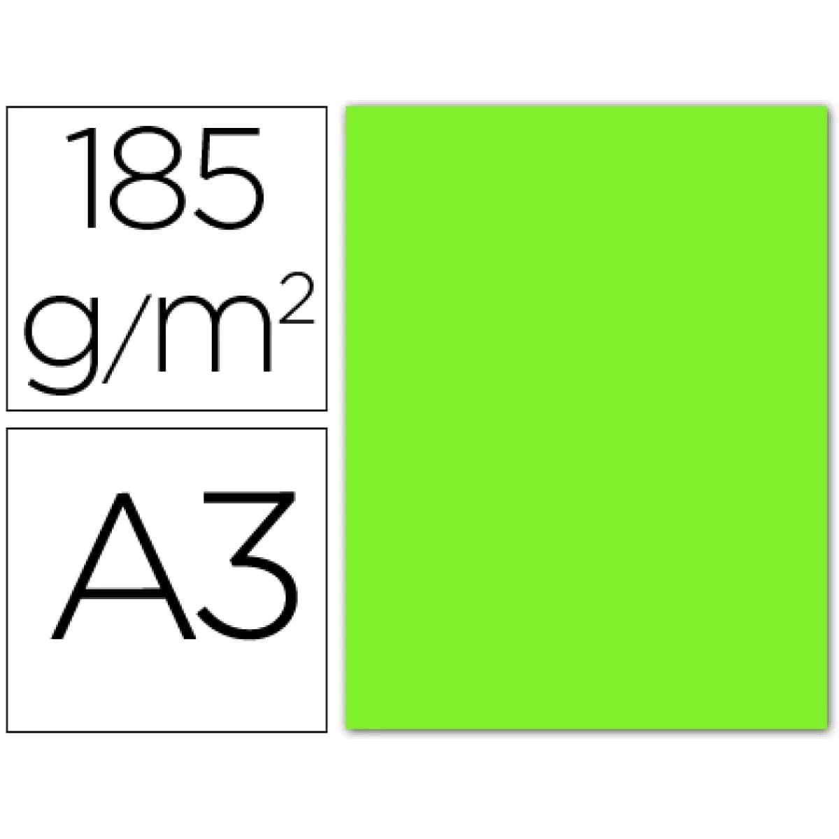 Guarro 50 Fls Cartolina DIN A3 185g Verde Fluorescente - 54789