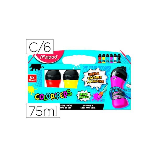 Maped Conjunto de 6 Têmperas Cores Primárias Ultralaváveis Color' Peps Multicolor
