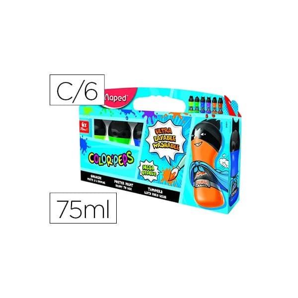Maped Conjunto de 6 Têmperas Cores Secundárias Ultralaváveis Color' Peps Multicolor