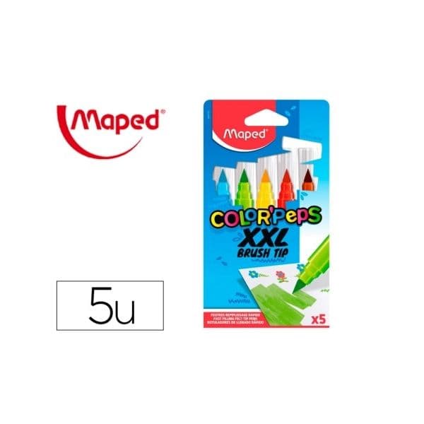 Maped Marcador Peps Jumbo Ponta Pincel Caixa de 5 Cores