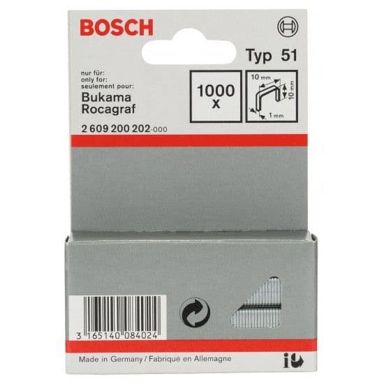 Bosch Grampo Fio Plano Tipo 51 10x1x10mm 1000 unidades