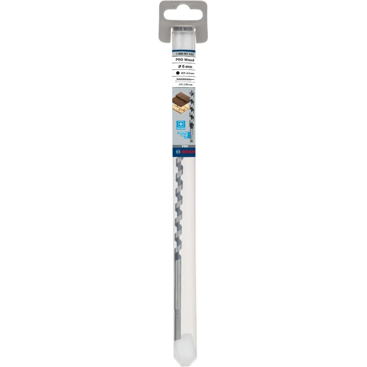 Broca em espiral com serpentina PRO Wood, 6 x 170 x 235 mm refª 2608597622 BOSCH - 2608597622 - Ferramentaspro.pt