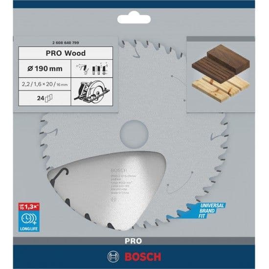 Disco PRO Wood, 190 x 2,4 x 20 mm, T24 refª 2608640799 BOSCH