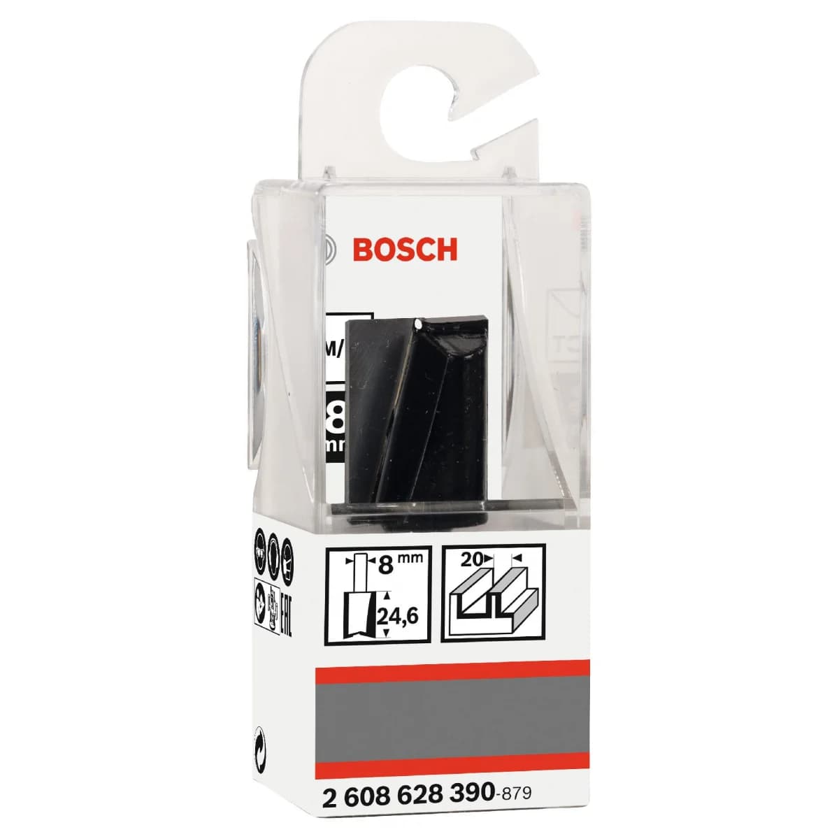 Fresa Straight Bit, Two Flutes, Ø 20 x L 24.6, Shank 8 mm refª 2608628390 BOSCH - 2608628390 - Ferramentaspro.pt