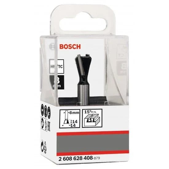 Fresa Dovetail Bit, 15°, Shank 8 mm refª 2608628408 BOSCH - 2608628408 - Ferramentaspro.pt