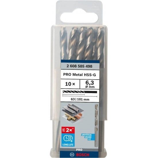 Broca PRO Metal HSS-G, 6,3 x 63 x 101 mm, 10 unid. refª 2608585498 BOSCH