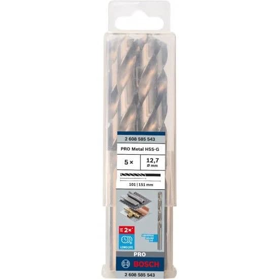 Broca PRO Metal HSS-G, 12,7 x 101 x 151 mm, 5 unid. refª 2608585543 BOSCH - 2608585543 - Ferramentaspro.pt