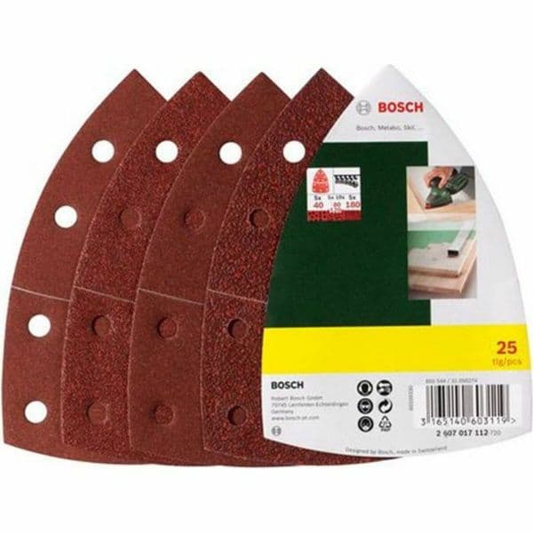 Bosch Conjunto de Folhas de Lixa 2607017112 25 Unidades Grãos 40/80/120/180 11 Buracos