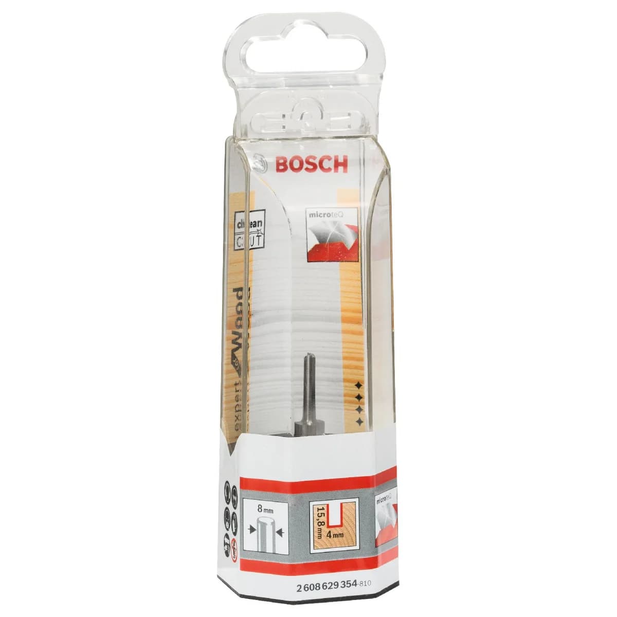 Fresa direita Expert for Wood, carboneto maciço, 8 mm, D1 4 mm, L 15,8 mm, G 50,7 mm refª 2608629354 BOSCH - 2608629354 - Ferramentaspro.pt