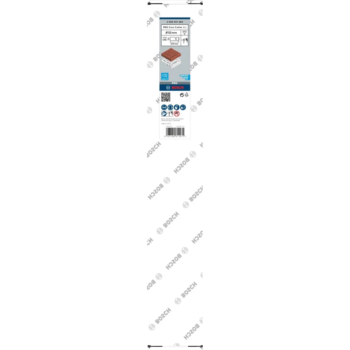 Broca PRO Core Cutter dry, 52 x 330 mm, 1 ¼ poleg UNC refª 2608601404 BOSCH - 2608601404 - Ferramentaspro.pt