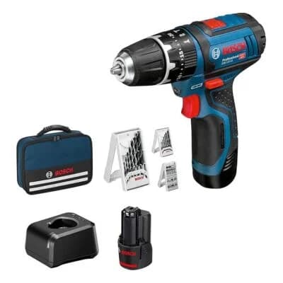 Taladro-atornillador Bosch GSB 12V-15 Professional, 12 V, 30 Nm, 2 baterias