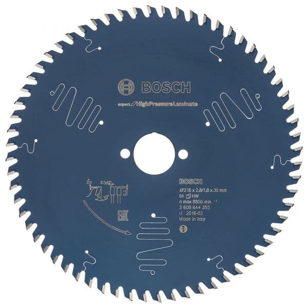 Bosch Professional Expert High Pressure Laminate 216x30-64d Disco Circular de Madeira Azul