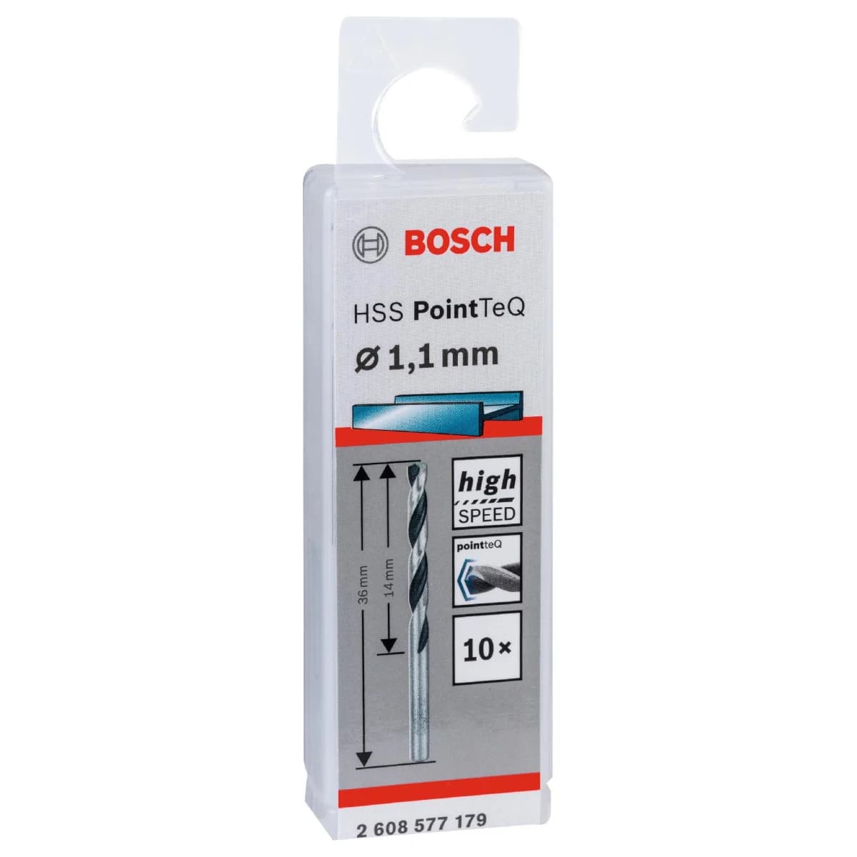 Broca helicoidal HSS PointTeQ 1,1 mm refª 2608577179 BOSCH - 2608577179 - Ferramentaspro.pt