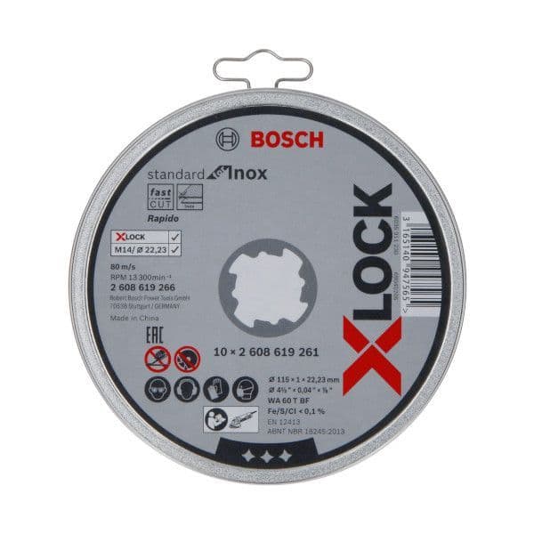 Bosch 10 Discos De Corte Inox 115 Mm Xlock - 209520