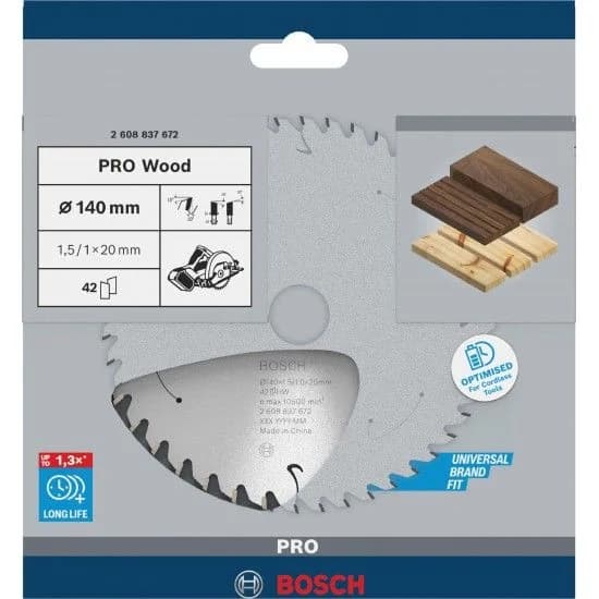 Disco sem fios PRO Wood cordless, 140 x 1,5 x 20 mm, T42 refª 2608837672 BOSCH - 2608837672 - Ferramentaspro.pt
