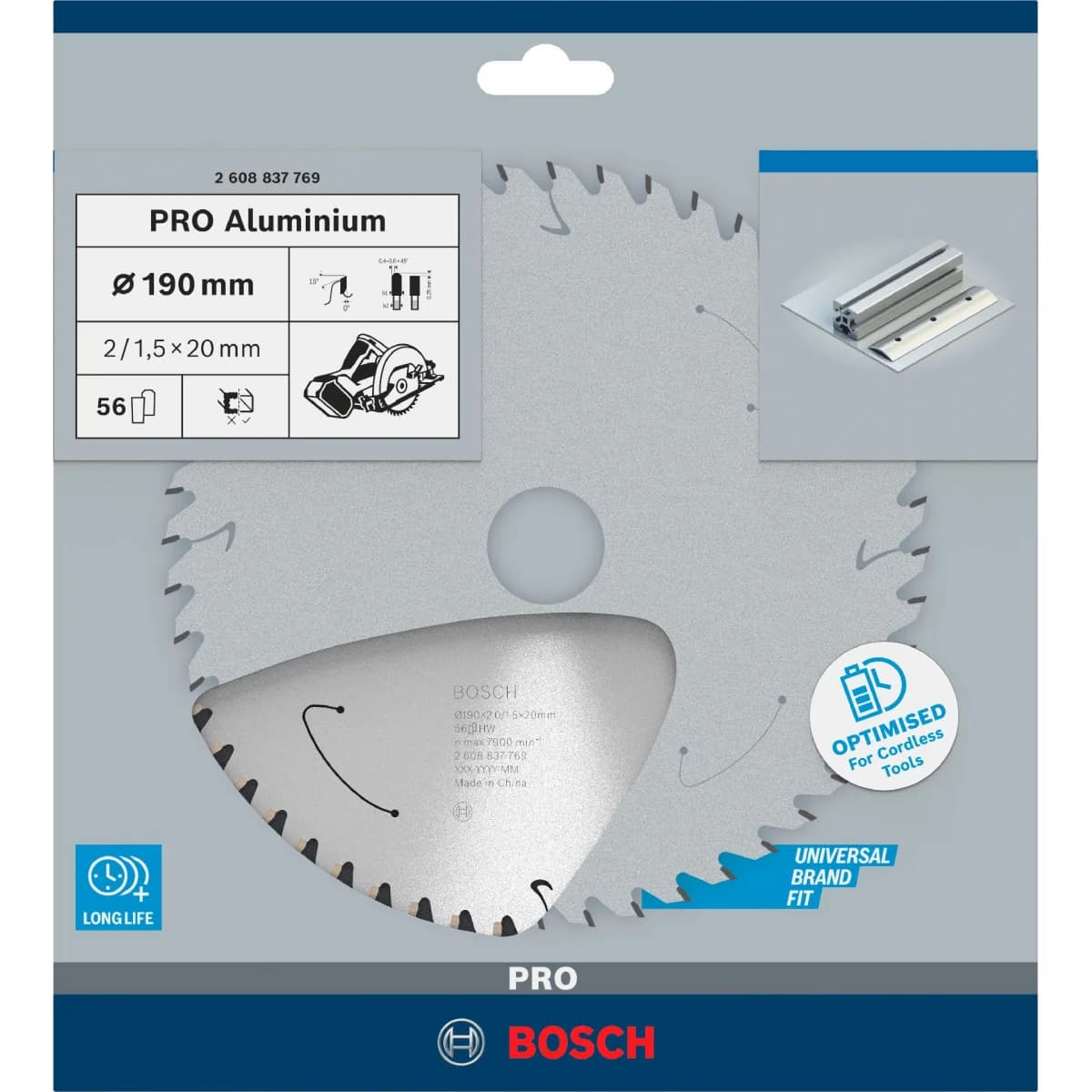 Disco sem fios PRO Aluminium cordless, 190 x 2 x 20 mm refª 2608837769 BOSCH - 2608837769 - Ferramentaspro.pt