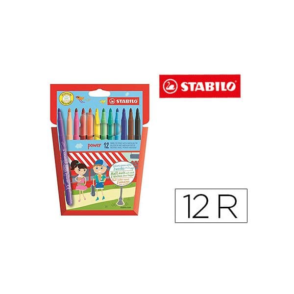 Stabilo Estojo de 12 Canetas de Feltro Laváveis Power - A12868965