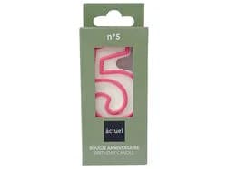 vela de aniversário número 5 actuel branco com rebordo vermelho