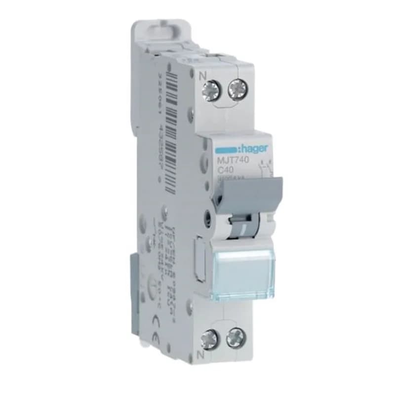 Disjuntor 1P+N 40A C 1M Hager MJT740 - 4,5/6kA