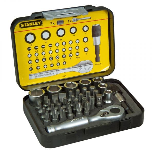 Stanley Jogo de Pontas/Bits 39 Peças 1/4" com Roquete Reversível Fatmax