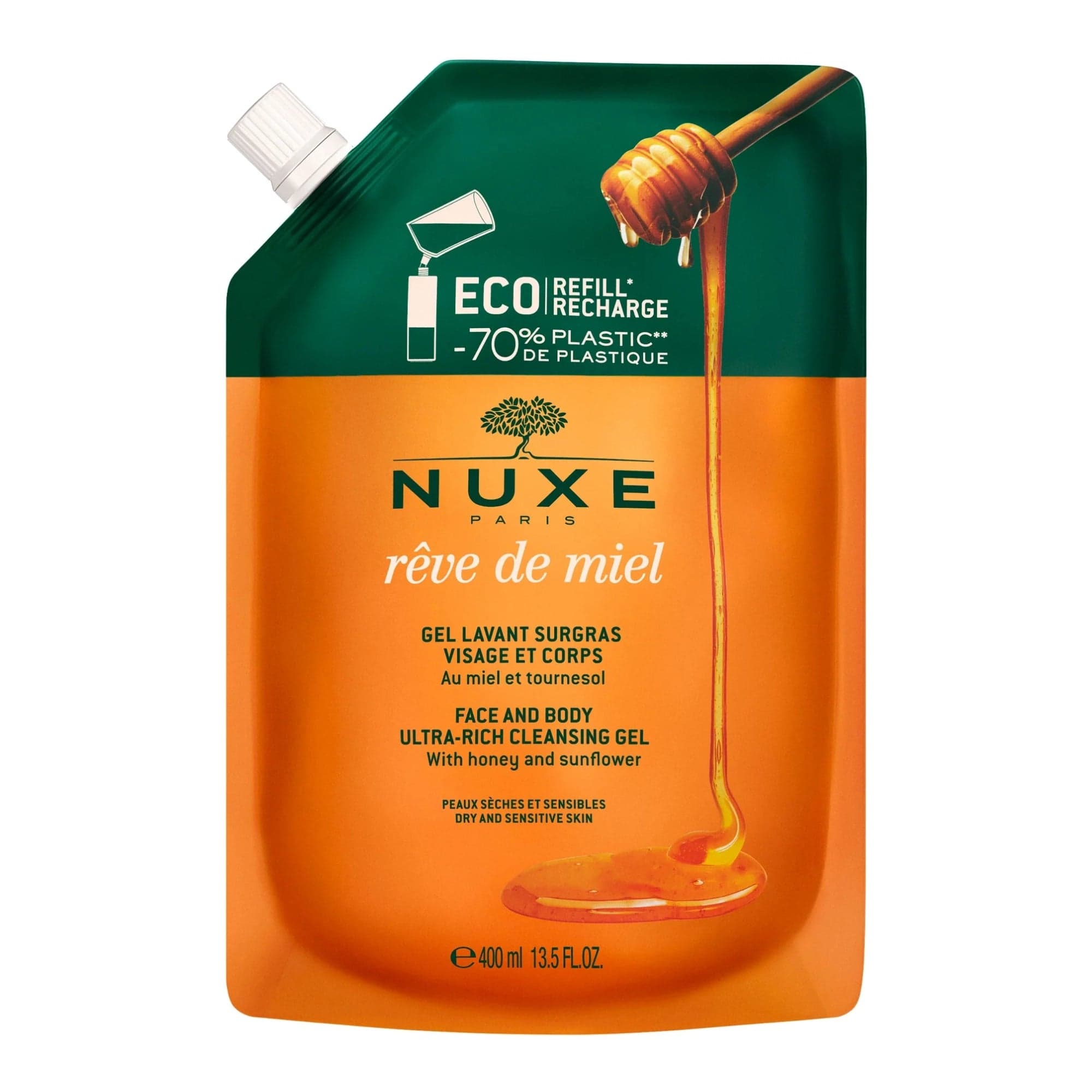 Nuxe Rêve de Miel Gel de Limpeza e Banho Eco Recarga 400ml