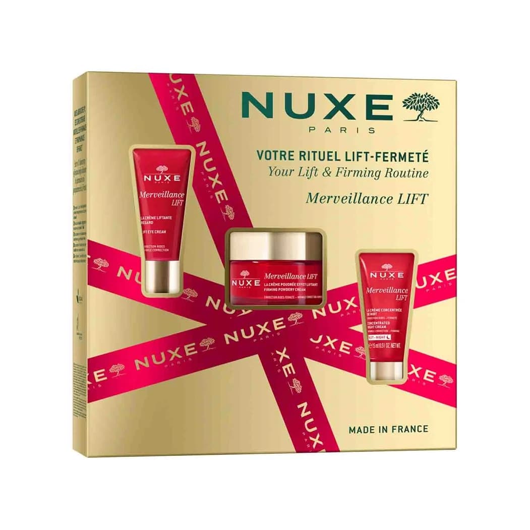 Nuxe Merveillance Lift Rotina de Lifting e Firmeza 2025 Creme em Pó Efeito Lifting 50ml + Contorno de Olhos Lifting 15ml + Creme Concentrado Noite 15ml Coffret