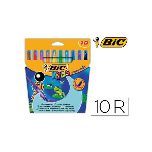 Bic Marcador Kids Vis Aquarelle Ponta Pincel Tinta à Base de Água 10 Un.