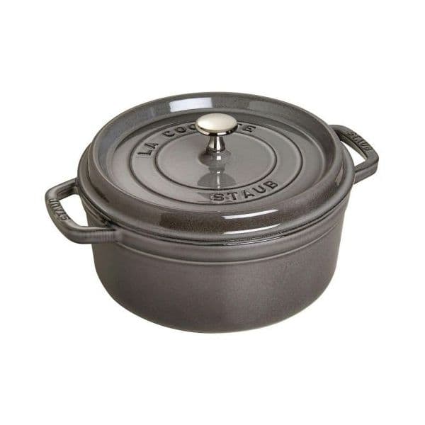 Staub Round Cocotte, 24cm Cast Iron, Graphite Grey - 40500-246-0