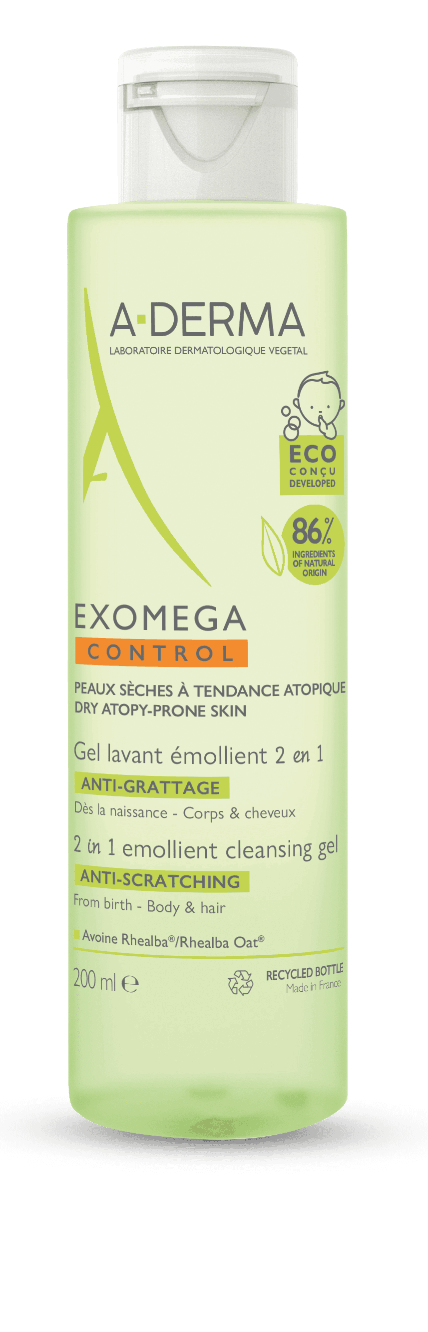 A-Derma Exomega Control Gel Lavante 2 em 1 200mL