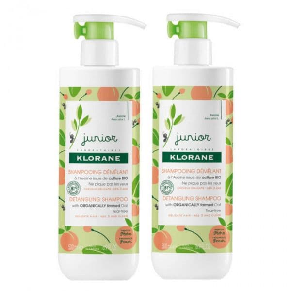 Klorane Junior Shampoo Desembaraçador Pêssego 2x500ml