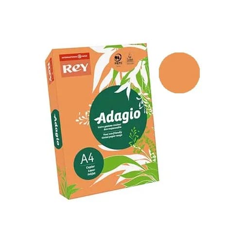 Rey Resma 500 Fls Papel A4 Adagio 80g Laranja Fluorescente
