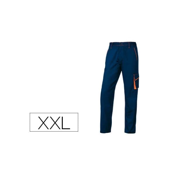 Delta Plus Calças com Cintura Ajustavel e 5 Bolsos Cor Azul Laranja Formato Xxl