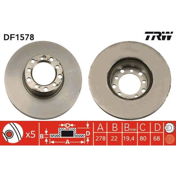 TRW Jogo Dois Discos de Freio DF1578