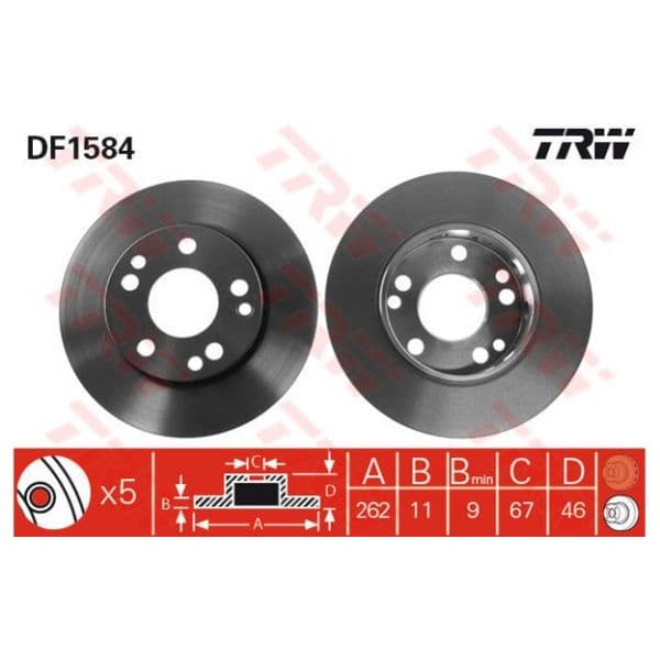 TRW - DF1584 - Jogo 2 discos travão dianteiro - 3322936158400
