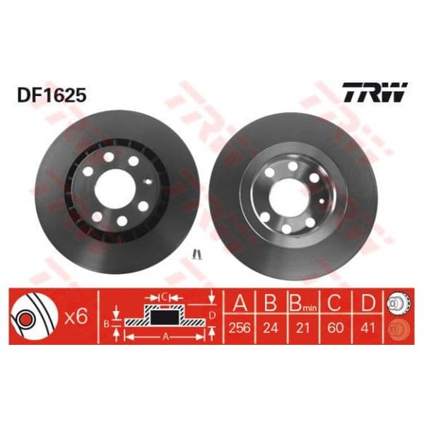 TRW - DF1625 - Jogo 2 discos travão dianteiro - 3322936162506