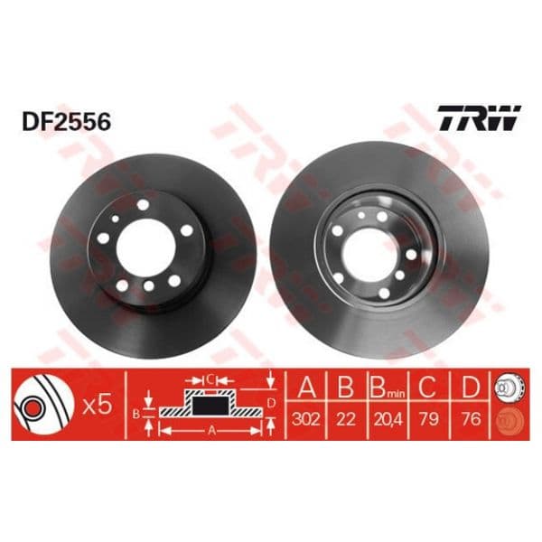 TRW - DF2556 - Jogo 2 discos travão dianteiro - 3322936255604
