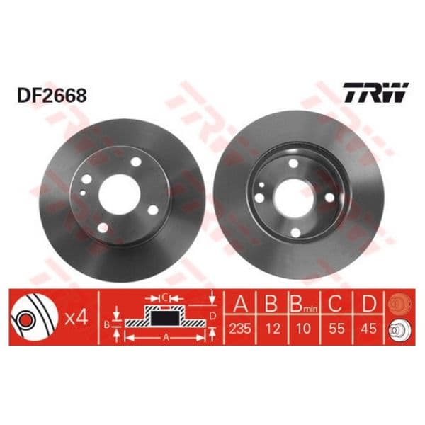 TRW - DF2668 - Jogo 2 discos travão dianteiro - 3322937108480